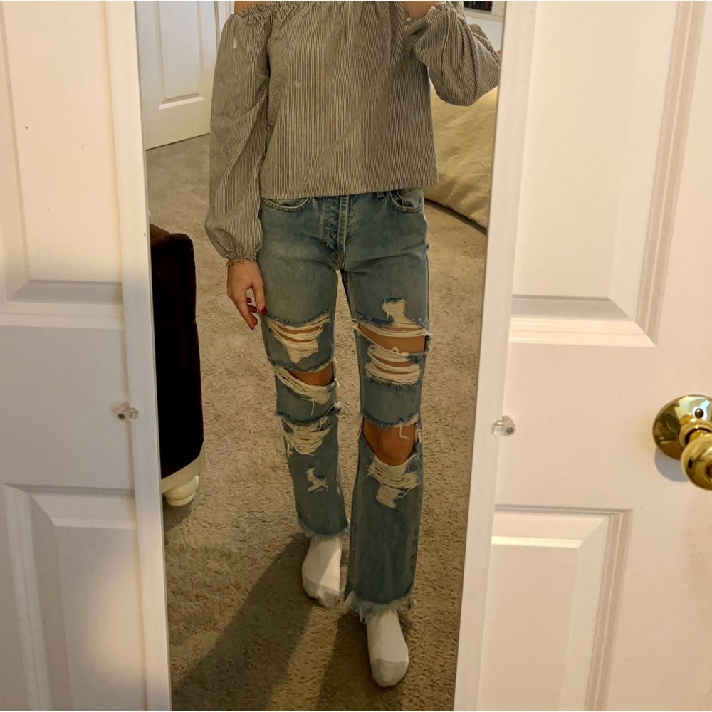 Carmar Denim Distressed Straight Jeans